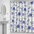 thumbnail image 5 of Farmhouse Flower Shower Curtain for Bathroom Decor, Blue Floral Leaf Country Simple Texture Waterproof Fabric Shower Curtain, 54"x78" Set with 12 Hooks, 5 of 9
