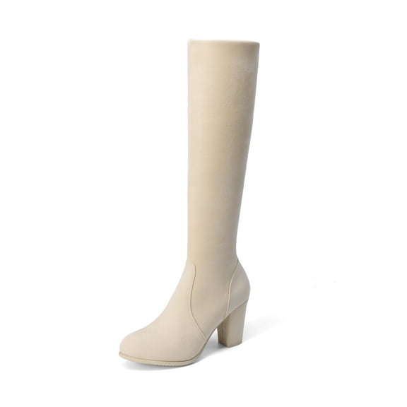 BURUDANI Women Chunky-Heel Knee-High Boots Side-Zip Fashion Riding Boots for Fall & Winter