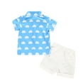 thumbnail image 3 of Fesfesfes Toddler Baby Kids Boys Cloud Print Tops Blouse Shorts Gentleman Set Outfits, 3 of 9