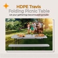 thumbnail image 2 of Hampden Furnishings Travis Collection Folding Picnic Table with Built-In Benches, UV-Resistant Outdoor Table, Portable & Sturdy with Umbrella Hole, Grey, 2 of 4