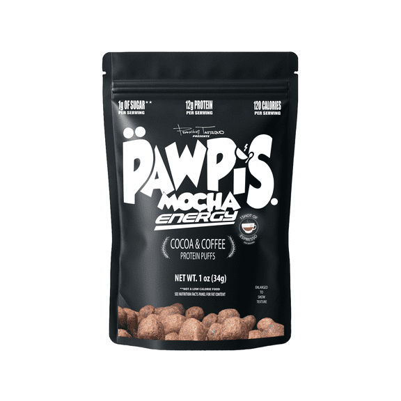 Pawpis Mocha Energy Coffee and Cocoa Protein Puffs High Protein 5 Pack 1 oz