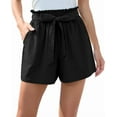 thumbnail image 2 of Women Casual Shorts Bowknot Tie Waist Summer Shorts with Pockets Black XXL, 2 of 7