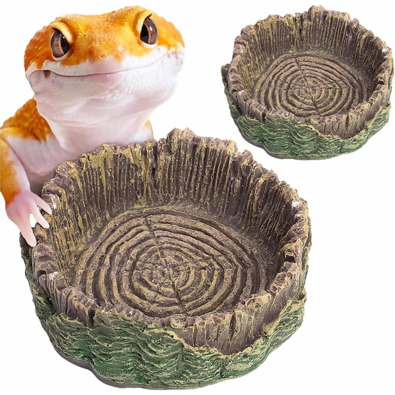 Mygeromon Hermit Crab Water Bowl Resin Small Reptile Food Dish 2pack（3.15×0.98in）