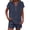65# Navy, variant on Linen Short Sets for Women 2 Piece Outfits Short Sleeve Button V Neck Shirts and Short Sets Vacation Clothes,Light Blue S