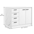thumbnail image 3 of Faux Marble Kitchen Island with 4 Drawers Cabinet Adjustable Shelf White, 3 of 10
