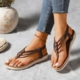 thumbnail image 6 of HomeDM Women's Flat Sandals Summer Bohemian Flip Flop Casual Comfort Elastic Ankle Strap Dressy Beach Sandals, Brown Size 7, 6 of 9