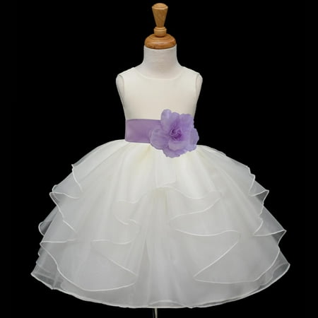 

Ekidsbridal Shimmering Organza Ivory Flower Girl Dress Weddings Handmade Summer Easter Dress Special Occasions Pageant Toddler Girl s Clothing Holiday Bridal Baptism 4613S lilac size 2