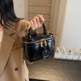 thumbnail image 5 of Retro PU Leather Bucket Bag for Women Zipper Closure Small Crossbody Handbags with Pendant Shoulder Tote Handbag Casual Shopper Handbag for Work & Daily Use (Black), 5 of 10