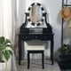 thumbnail image 1 of Negra moderno girls makeup vanity set: lighted mirror, cushioned stool, 5 cajones para dormitorio - ideal para para para niños y women, 1 of 5
