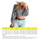 thumbnail image 5 of Blusas cortas a cuadros para mujer, blusa corta a cuadros con mangas largas abullonadas, camisa a cuadros para mujer, precio inmejorable, 5 of 6