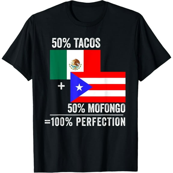 Half Mexican Half Puerto Rican Flag Mexirican Heritage Roots T-ShirtMen and women, Black T-shirt, size: Extra large S-4XL