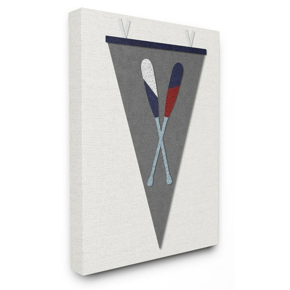 The Stupell Home Decor Collection The Kids Room by Stupell Pennant Oars Fabric Collage Gray Wall Art