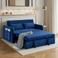 thumbnail image 2 of Lunale Convertible Loveseat Sleeper for Living Room, Modern Upholstered Futon Sofa Bed in Blue, 2 of 9