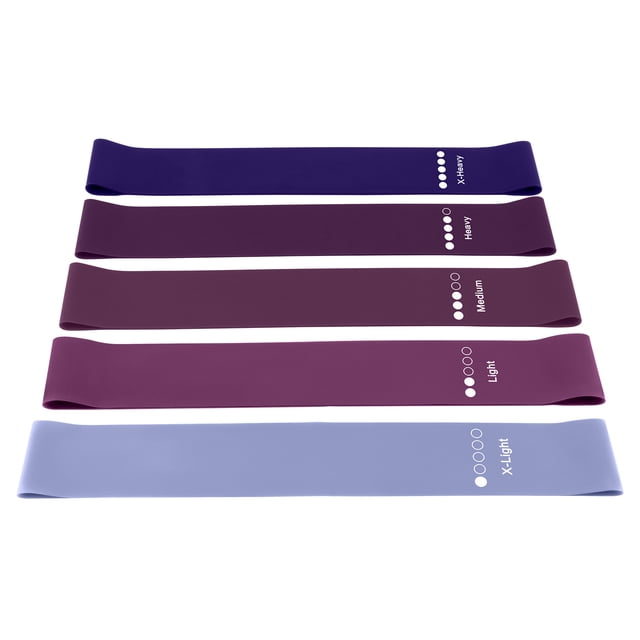 Muka 5 Pcs Resistance Bands for Working Out, Exercise Stretch Loop for Physical Therapy with Instruction Manual & Carry Bag- Purple