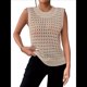 thumbnail image 1 of Suéter de Punto de Verano para Mujer, Camiseta Sin Mangas con Cuello Redondo de Crochet, Blusa Informal Sin Mangas con Aberturas Caqui L, 1 of 10