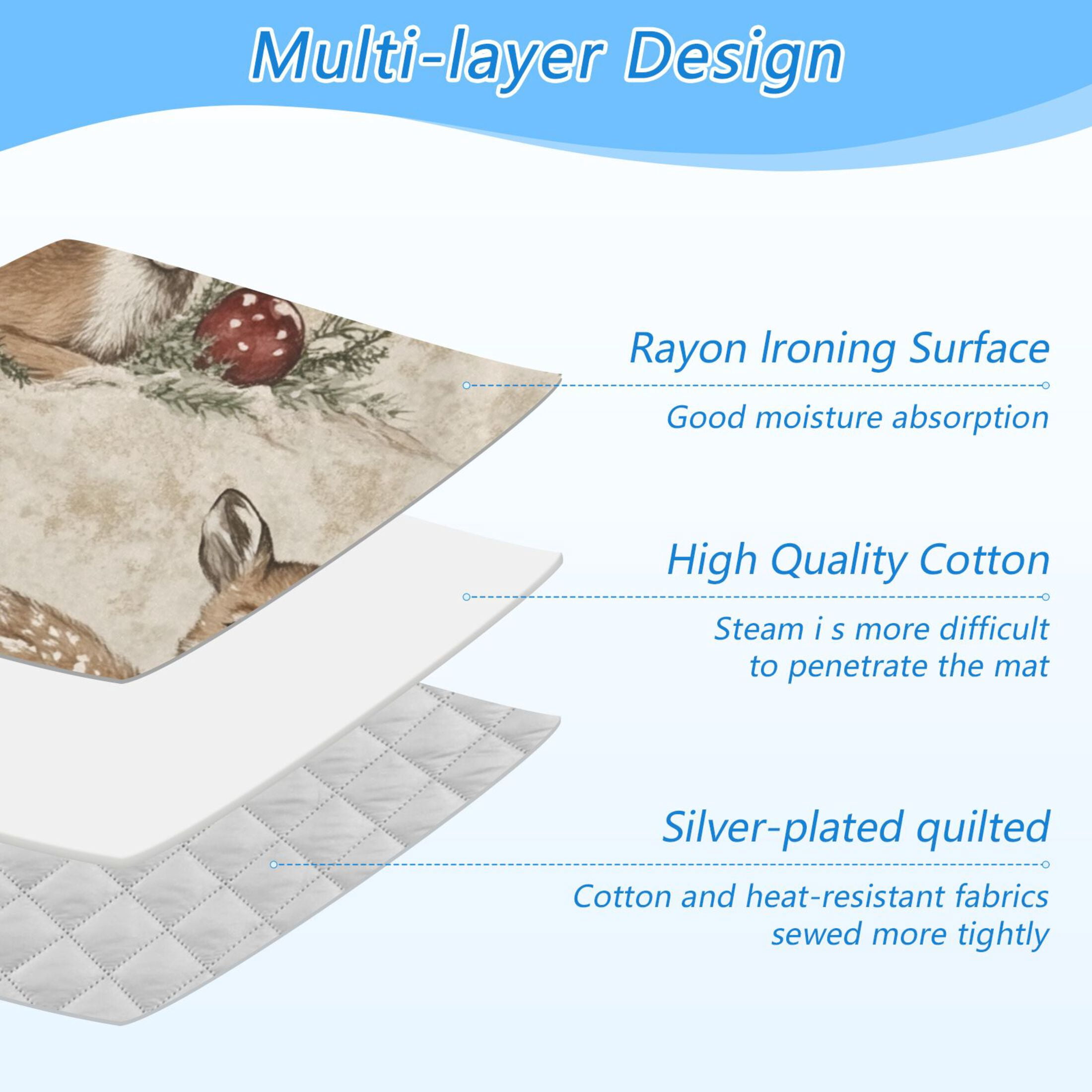 Vintage Nature Scene with Deer Ironing Mat Blanket for Table Top Travel Portable Ironing Board Pad 47.2x27.6 Inch