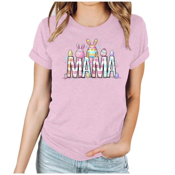 Mujeres Manga Corta de Verano Tops Día de San Valentín Impreso Cuello Redondo, Camisa de Moda Casual Blusa