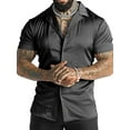 thumbnail image 3 of DYMADE Men's Shiny Disco Short Sleeve Casual Shirt Top, 3 of 5
