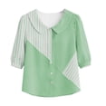 thumbnail image 5 of GERsome Womens Button Down Shirts Crew Neck 3/4 Sleeve Casual Collared Blouses Tops,Green,Size XL, 5 of 6