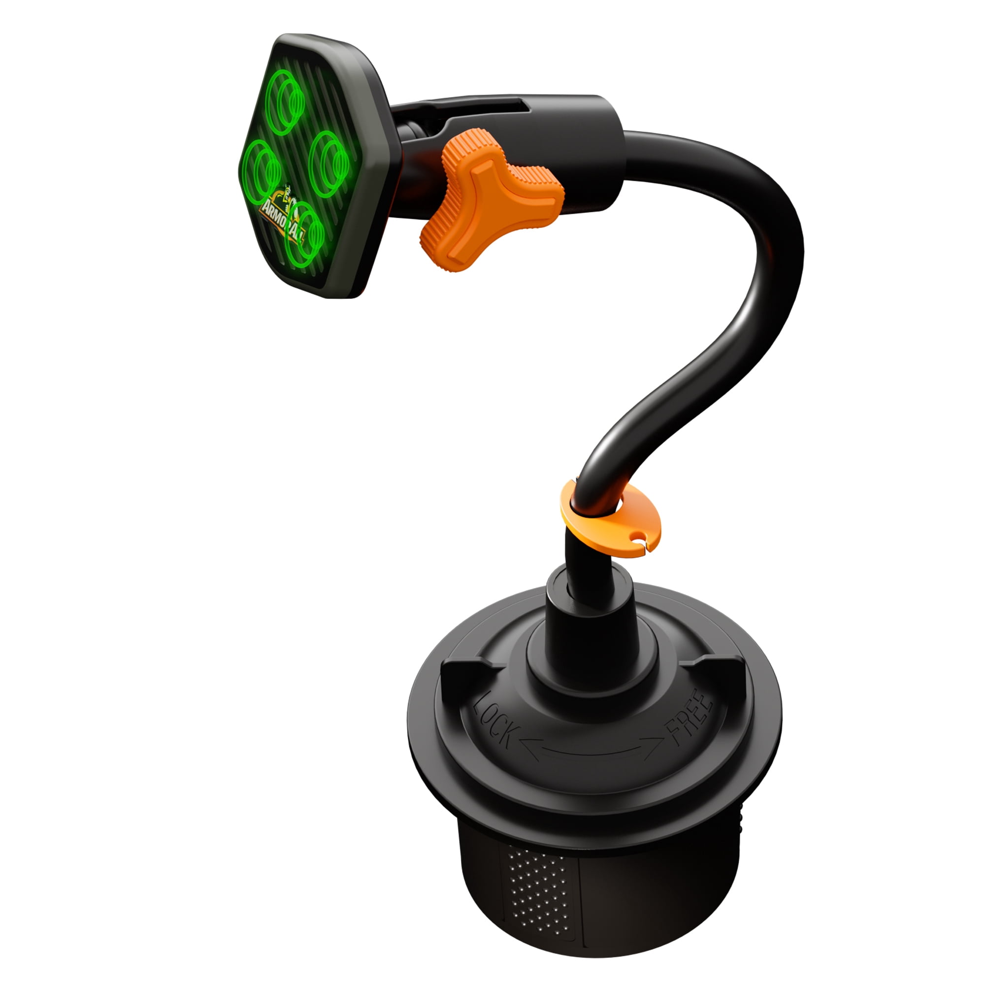 Armor All Universal Magnet Phone Mount With Gooseneck Cupholder, Turns 360 Degrees, Twist to Lock, Magnetic Strong Plate