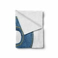 thumbnail image 2 of Letter P Soft Flannel Fleece Throw Blanket, Theme Font Design Alphabet Uppercase P with Blue Jean Style Stitches Print, Cozy Plush for Indoor and Outdoor Use, 50" x 70", Blue Yellow, by Ambesonne, 2 of 6