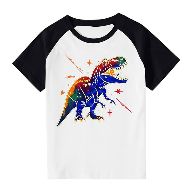 RXIRUCGD 2025 Vêtements d'Été pour Enfants Tout-Petits Garçons Filles Mode Mignon Col Rond Imprimé Manches Courtes Haut