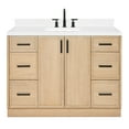 thumbnail image 2 of Ariel Kelly 48 Inch Single Rectangle Sink Bathroom Vanity With Carrara White Quartz Countertop 1.5 Inch Edge In White Oak, 2 of 12