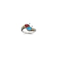 thumbnail image 3 of Auriga Fine Jewelry 925 Sterling Silver Antiqued w/14K 2-stone w/Diamond Mother's Ring for Women Size 5, 3 of 4
