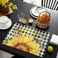 thumbnail image 3 of Sunflowers Placemats Set of 4, Black White Check Sunshine Buffalo Bee Placemats for Dining Table, Place Mats for Kitchen Tabletop, Waterproof Wipeable Dining Table Mats Set, 3 of 9