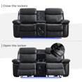 thumbnail image 6 of Othniel Power Loveseat Recliner Sofa with Bass Speaker,LED Light,USB Port,Cup Holder,Storage Console Black, 6 of 7