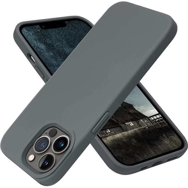 Compatible with iPhone 13 Pro Case,Liquid Silicone Slim Protective Shockproof Phone Case Cover with Anti-Scratch Microfiber Lining, 6.1 inch (Space Gray)