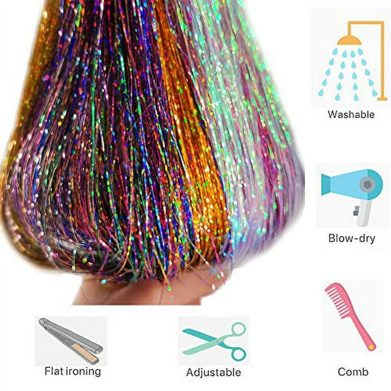 Hair Tinsel Kit 48 Inches Tinsel Hair Extensions Kit with Tools 12 Col –  TweezerCo