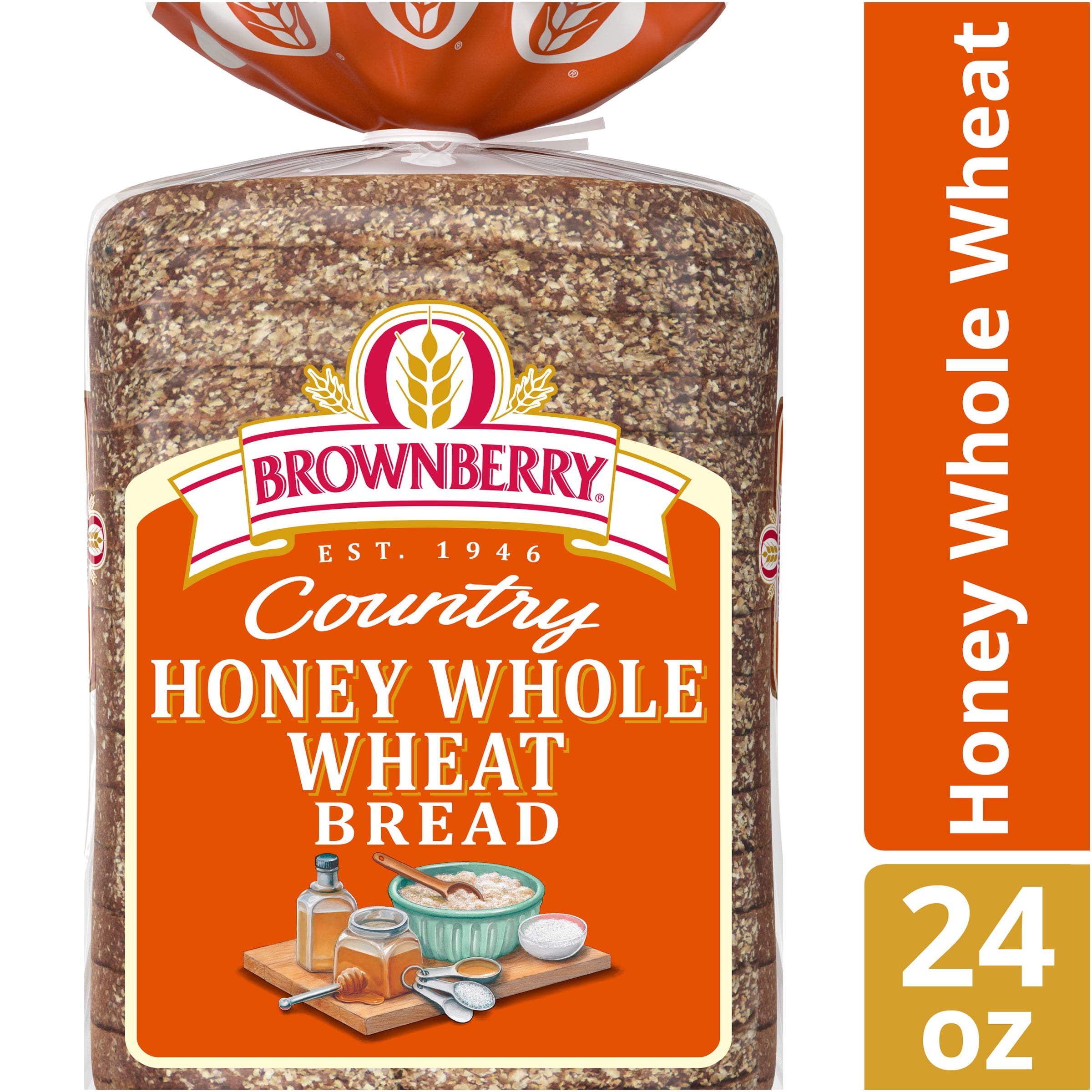 Brownberry Country Honey Whole Wheat Bread, Made with Whole Grains and
