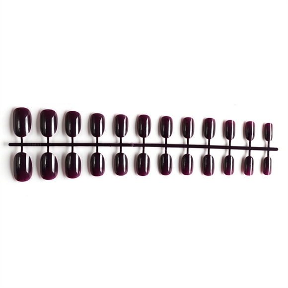 fastboy 24X Solid Nails Removable Wearable French Style DIY Artificial Exquisite Novel Elegant Personality Small Round Head Acrylic Nail Black