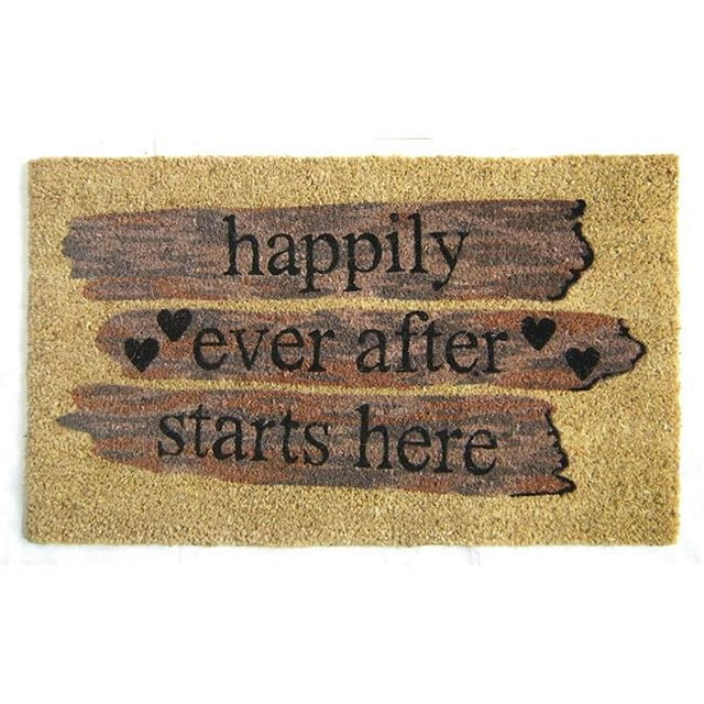 Geo Crafts G348 HAPPILY EVER AFTER 18 x 30 in. PVC Back Happily Ever After Doormat