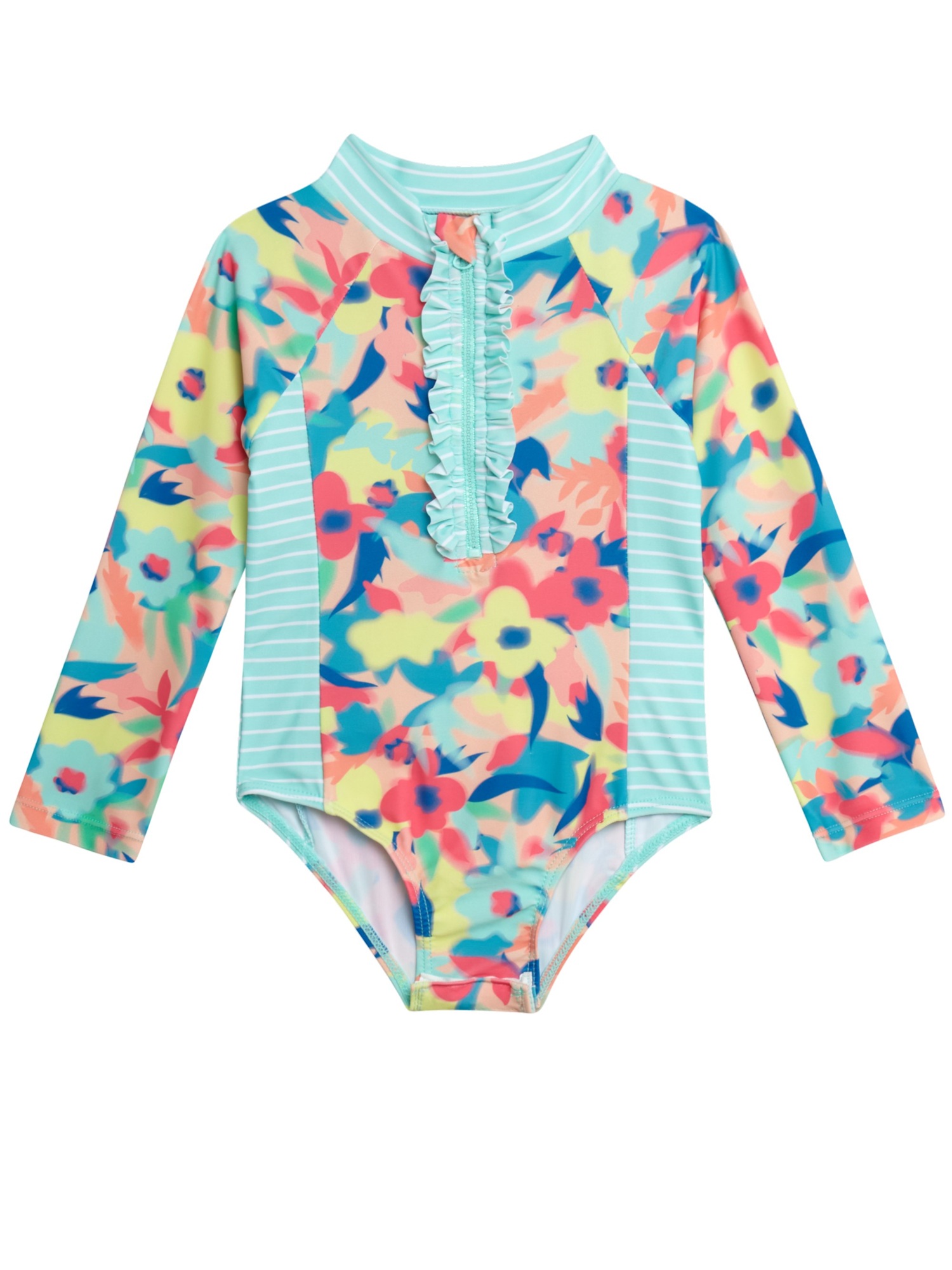 Jessica Simpson Toddler Girls' Rashguard Swimsuit with Hat, Sizes 12M-24M