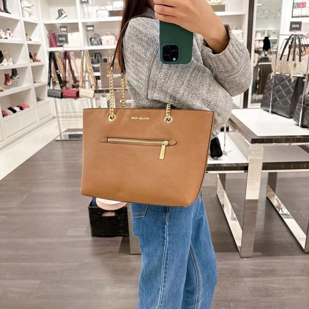 MICHAEL KORS 35F2GTTT2L Jet Set Medium Pebbled Leather Chain Tote