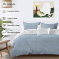thumbnail image 4 of Vintage Sky Blue Bedding 3 Piece Duvet Cover Set Full Size, Farmhouse Retro Solid Color Linen Texture Soft Microfiber Comforter Cover with Zipper Closure & Pillowcases, FadeResistant Quilt Cover, 4 of 9
