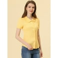 thumbnail image 3 of INSPIRE CHIC Women's Sweet Peter Pan Collar Button Down Soft Shirt Blouse Yellow S, 3 of 5