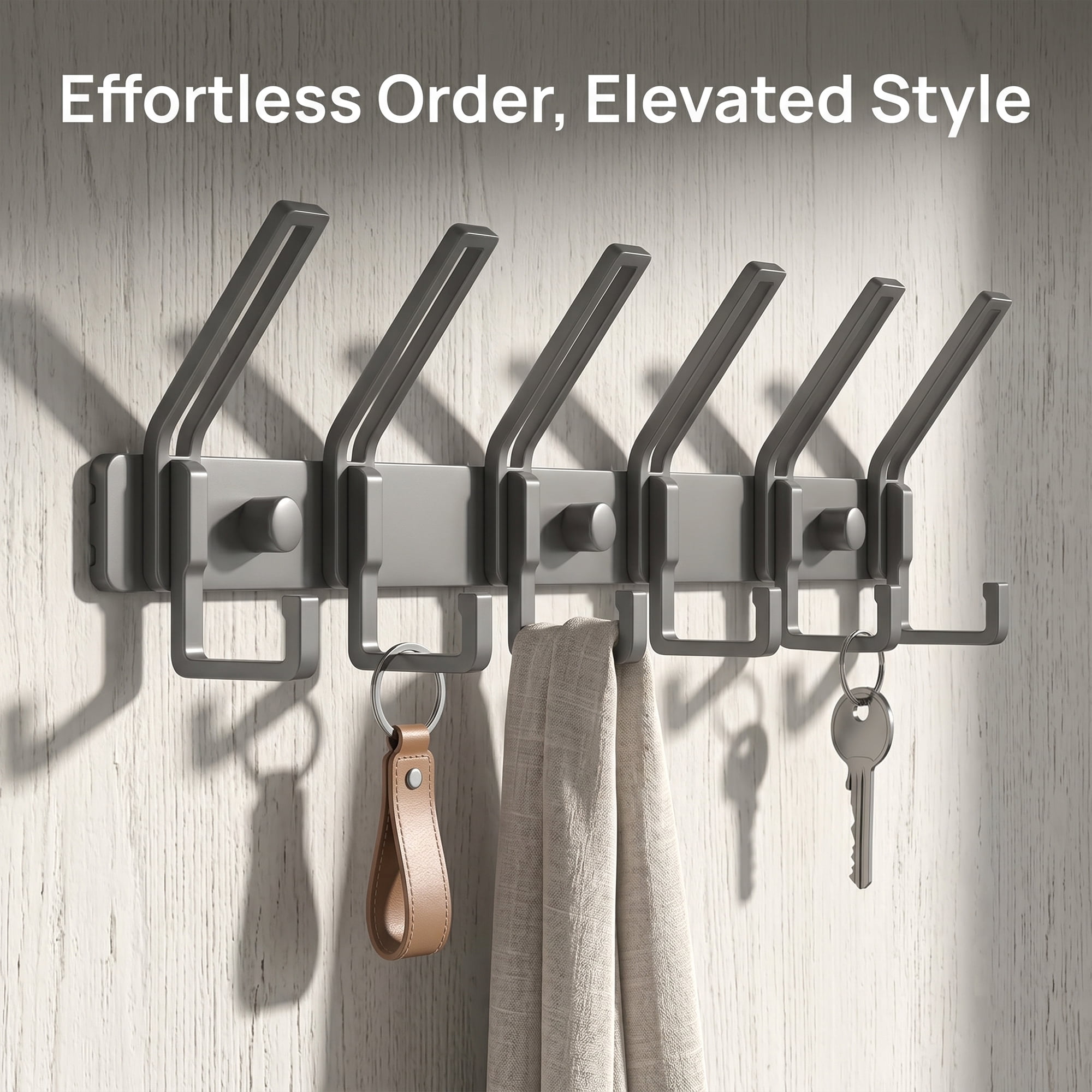 Unique Bargains Wall Mount Coat Rack Hook for Bathroom Organization Gray 6 Hooks
