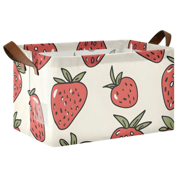 Ryvnso Strawberry Storage Bins Large Basket Foldable Cube Toys Organizer with Handles 1 PC
