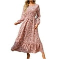 thumbnail image 2 of Xuniizn Floral Dress for Women, Long Sleeve Square Neck Fall Maxi Dress, Soft Thin Comfy Elegant Wedding Guest Dress, 2 of 6