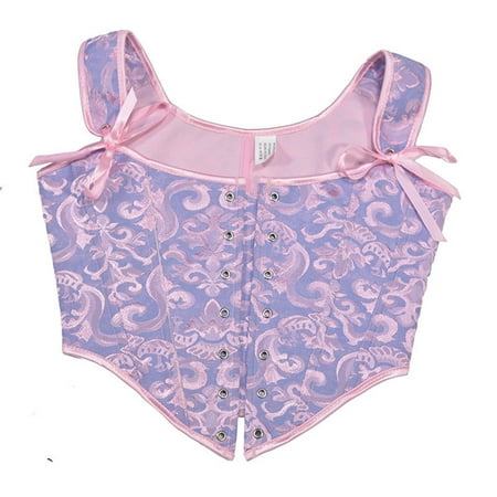 

Odeerbi Clearance Corset Top for Women Shapewear Bodyshaper Tummy Control Waist Trainer Casual Erogenous Eyelet Lace-up Floral Print Fishbone Court Vintage Straps Blue