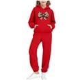 thumbnail image 3 of Piuwrlz Girls 2pcs Jogger Set Kids Sweatsuits Sets Pocket Round Neck Sweats and Sweatpants Red Size 11 Years, 3 of 7