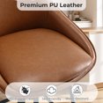 thumbnail image 4 of ONEVOG 25.6" Swivel Counter Stools Set of 3,Pu Leather Upholstered Bar Stools with Full Back,Modern Counter Height Bar Stools with Black Metal Legs for Kitchen Island,Brown, 4 of 8