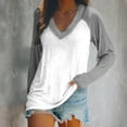 thumbnail image 2 of FAIWAD Women’s Color Block Tunic Top Long Sleeve Patchwork V Neck Plus Size Pullover Top, 2 of 4