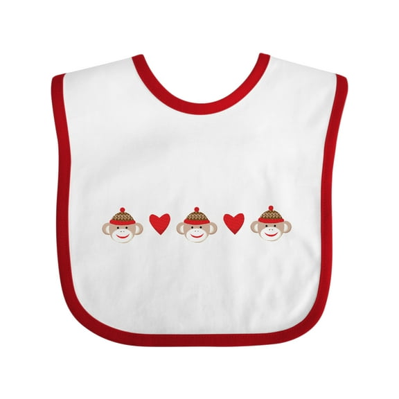 Inktastic Sock Monkey Heart Border Boys or Girls Baby Bib