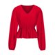 thumbnail image 5 of Camisa de chifón con manga farol y cuello en V para mujer de otoño e invierno, Top de manga larga con cintura de Color sólido Pompotops  FGAJ14296, 5 of 9