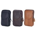 thumbnail image 5 of Yucurem 5pcs Men Cowhide Leather Phone Belt Bags Solid Color Zipper Fanny Pack, 5 of 10