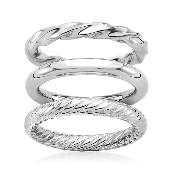 Ross-Simons Sterling Silver Jewelry Set: 3 Polished Rings, Women's, Adult
